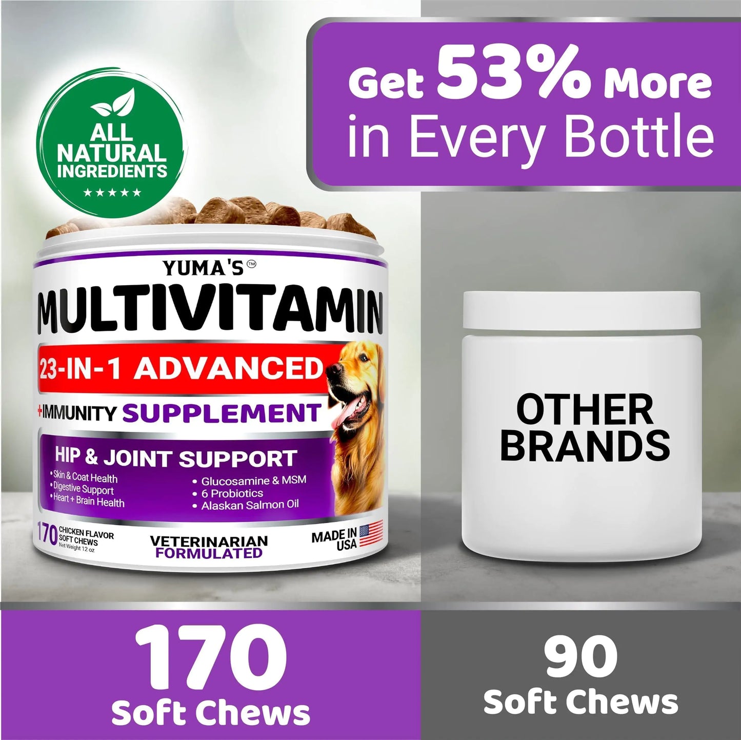 Dog Multivitamin Chewable with Glucosamine - 170 Treats