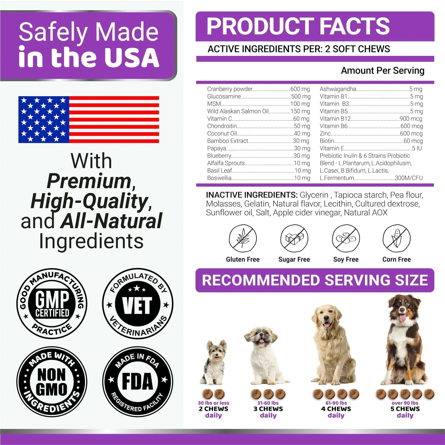 Dog Multivitamin Chewable with Glucosamine - 170 Treats